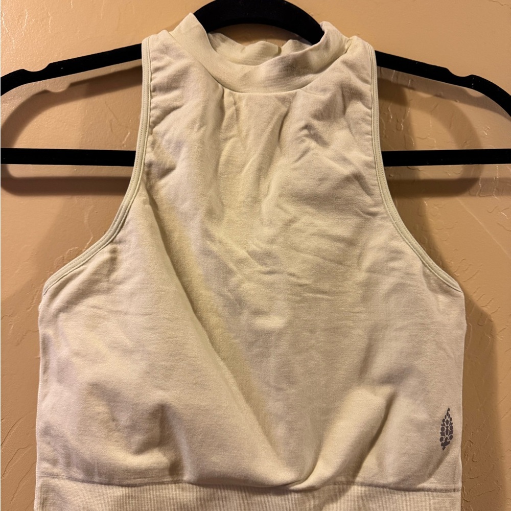 Cream High-Neck Tank Top